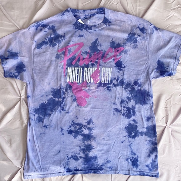 Prince Estate Womens When Doves Cry T-Shirt Purple Multicolor Tie Dye Large New - Picture 2 of 7